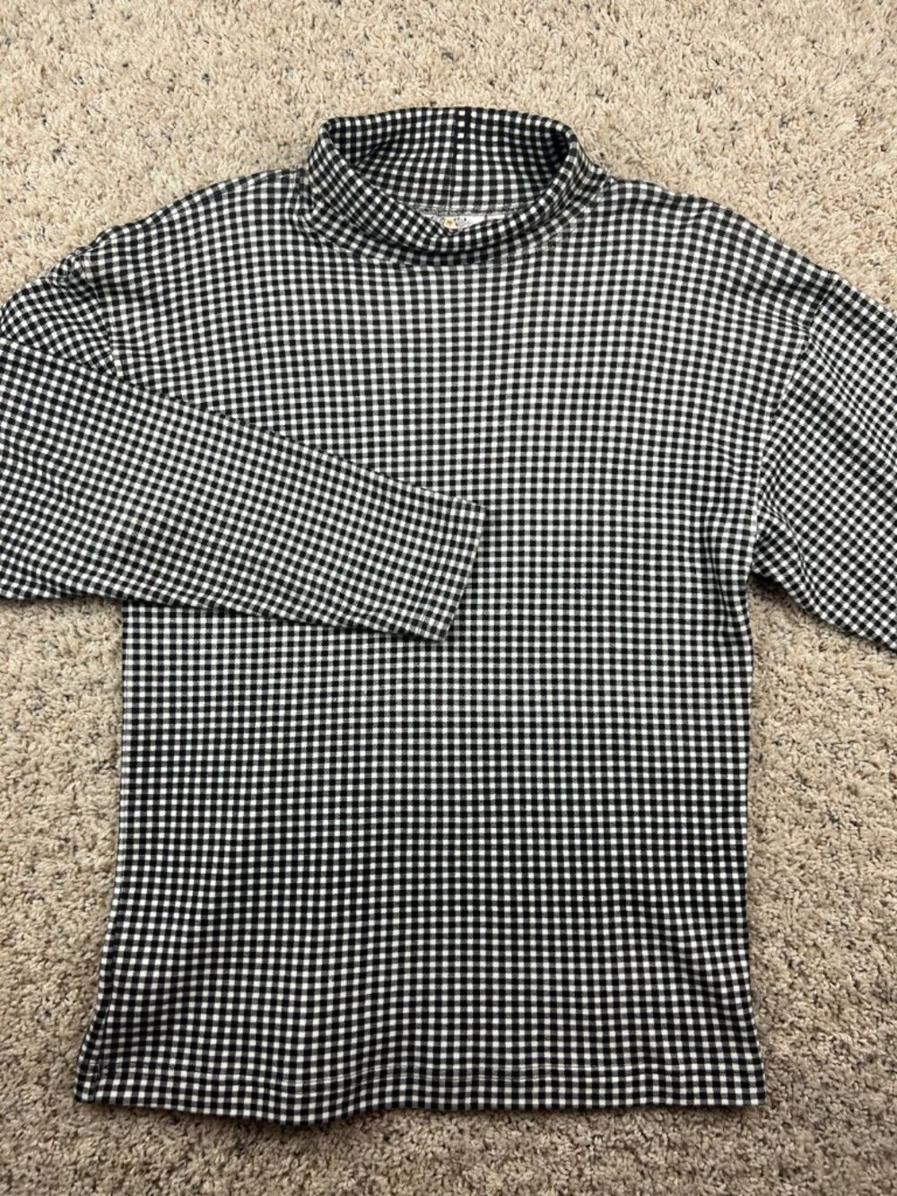 Vintage Susan Bristol Knitted Turtleneck Sweater Size Small Black White Check
